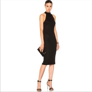 L’AGENCE High Neck Iman Black Midi Dress